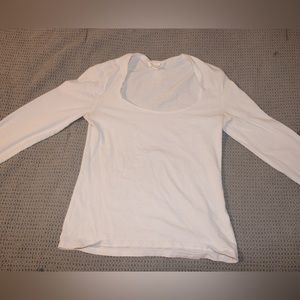 H&M White Scoop Neck Long Sleeve Top